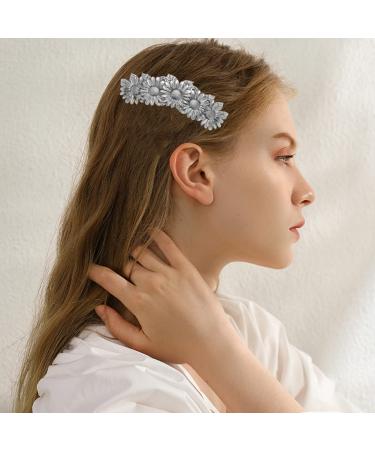 Handcrafted Oak Leaf Hair Clip - Vintage Viking Celtic Knot Barrette - Antique Silver Finish - Hair Accessories for Women and Girls - Buy Online on GoSupps.com