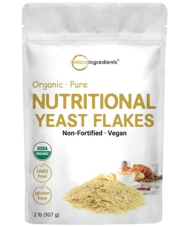 Organic Non-Fortified Nutritional Yeast Flakes, 2 Pounds | Rich in Vegan Protein, B Vitamins & Beta-glucans | Keto Friendly, Dairy Free Cheese Substitute, Non-GMO, Gluten Free - Buy Online on GoSupps.com