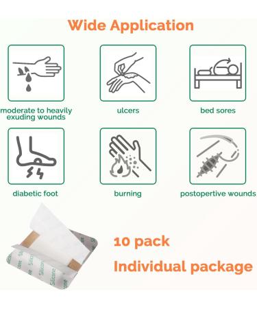 Silicone Foam Dressing 3x3 Inch - 10 Pack Adhesive Waterproof Wound Care Bandages | High Absorbency Foam Pads for Optimal Healing - Buy Online on GoSupps.com