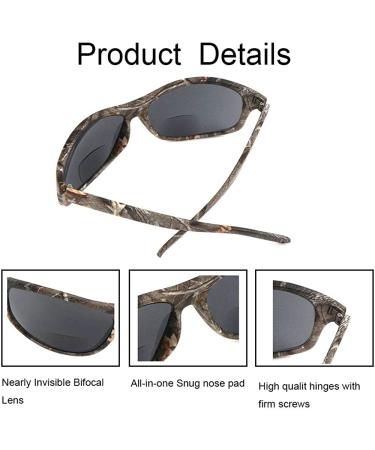 Hyyiyun Bifocal Reading Sunglasses 2 Pairs for Men and Women | Sports Outdoor Sun Reader UV Protection | Camo/Black | 2.5x - Buy Online on GoSupps.com