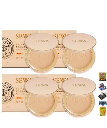 12 Hrs Long Lasting Light Texture Sewa Primer Foundation Finish Compact Semi-Matte Cover Oil Control # No.02 Nature Beige (of 4) By Beautygoodshop Get Free For You Beauty Gifts