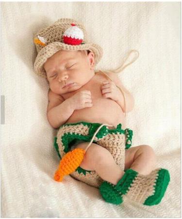 Newborn Photography Props Fisherman Set for Baby Photo Outfits - Crochet Knitted | [Brand Name] - Buy Online on GoSupps.com