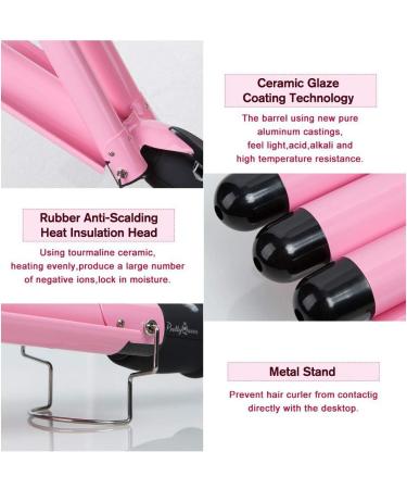 Temperature Adjustable 25mm 3 Barrel Hair Curling Iron Wand - Pink Hair Waver - Buy Online on GoSupps.com