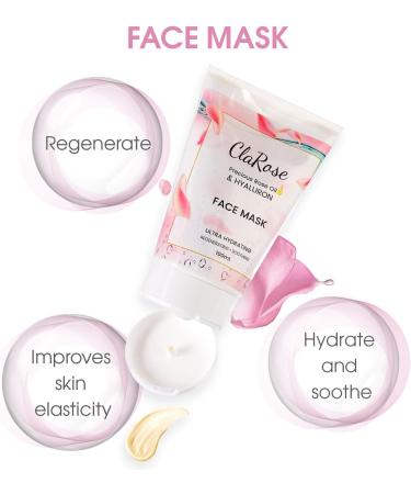 ClaRose Anti-Ageing Gift Bag for Her with Face Serum Eye Cream Face Cleaning Gel and Face Mask with 100% Natural Rose Oil and Hyaluronic Acid ANTI-AGING SET - Buy Online on GoSupps.com