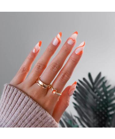 6 Packs Almond Design Press On Nails - 144 Pcs Medium Fake Nails for Women and Girls - Buy Online on GoSupps.com