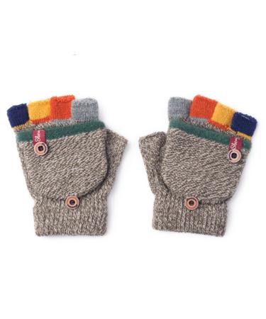 Autumn and Winter Baby Warm Gloves Child Knitted Mittens 3-6 years old Khaki