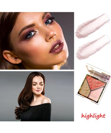 3-in-1 Makeup Palette: Highlighter, Contour, Blush - Matte Shimmer Glow | Face Illuminator Powder for Bronzer & Silky Contouring - Compact & Brillliant Finish - Buy Online on GoSupps.com