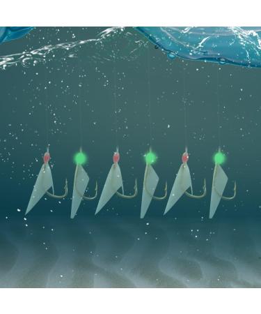 JSHANMEI Glow in Dark Fish Skin Fishing Rigs - 15 Pack Luminous Bait Rigs with Swivel Hooks for Freshwater and Saltwater Fishing (#4 #6 #8) - Buy Online on GoSupps.com