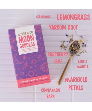 Nipper & Co Moon Goddess Herbal Tea (14 Reusable Bags 42 Cups) Ladies Mantle Yarrow Root Raspberry Leaf Tea Gift For Women - Buy Online on GoSupps.com