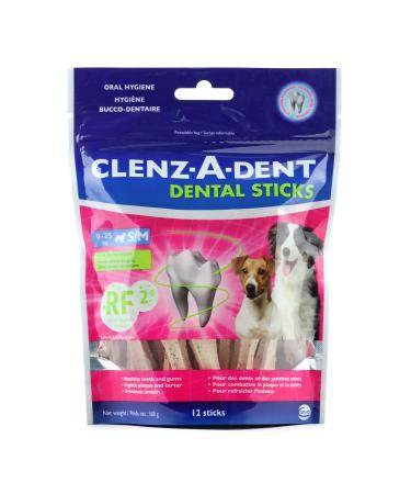 CLENZ-A-DENT Dog Dental Sticks Small Dog Chews - 100% Vegetarian Dog Dental Chews With Long-Lasting Chew Times - Fight Plaque & Tartar Freshen Breath Promote Healthy Teeth & Gums (12 Small Sticks) 14 g (Pack of 12)