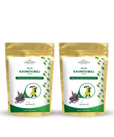VEDIKROOTS Kaunch Beej Powder - Tap Into The Power of Ayurveda for Increased Strength and Stamina 100Gm (Pack of 2)