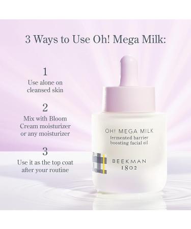 Beekman 1802 Oh! Mega Milk Facial Oil - Niacinamide & Vitamin C - Hydrating & Barrier Boosting - Fragrance Free - Cruelty Free - 0.5 Fl Oz - Buy Online on GoSupps.com