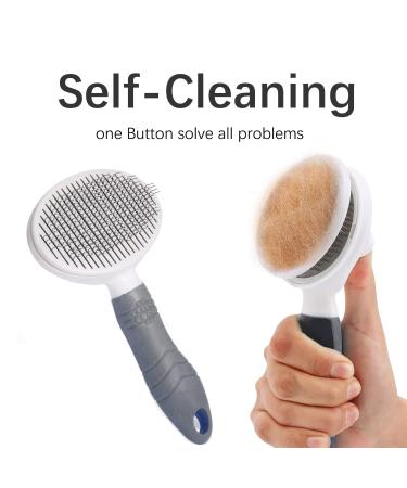 Self Cleaning Cat Grooming Brush for Dogs & Cats - Removes Loose Undercoat, Mats & Tangled Hair - Pet Massage Tool (Gray) - Buy Online on GoSupps.com