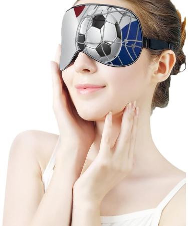 Soccer Goal and Netherlands Flag Sleep Mask Eye Cover for Sleeping Blindfold with Adjustable Strap Blocks Light Night Travel Nap for Men Women - Buy Online on GoSupps.com