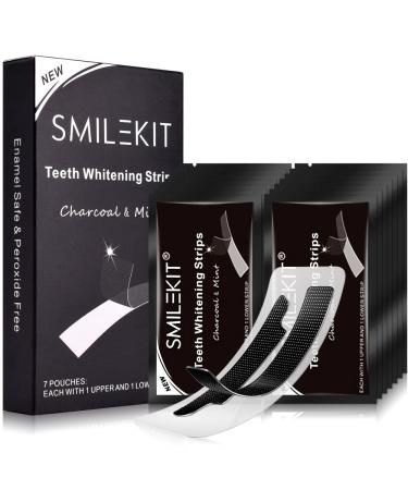Teeth Whitening Strips Bamboo Charcoal Black Strips for Non-Sensitive Professional Effect Teeth Whitening Non-irritating Non-Peroxide Ingredients of 28 Whitener Strips (14 Treatments) Deepblack