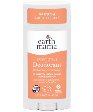 Earth Mama Bright Citrus Deodorant | Safe for Sensitive Skin Pregnancy and Breastfeeding Contains Organic Grapefruit and Calendula No Baking Soda or Aluminum 2.65-Ounce NEW Bright Citrus 2.65 Ounce (Pack of 1)
