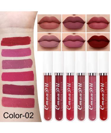 6Pcs Dark Red Matte Liquid Lipstick Set | Long Lasting, Waterproof Lip Stain | Gift Set for Women | Matte Makeup Collection - Buy Online on GoSupps.com