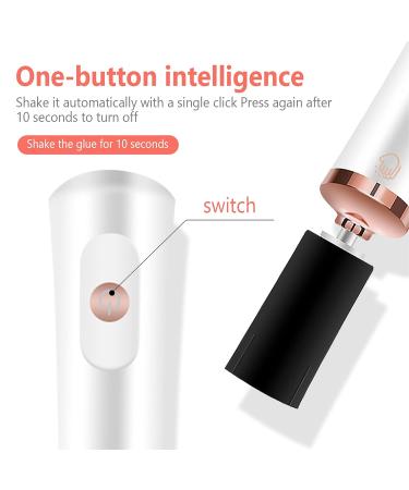 Portable Electric Glue Shaker for Eyelash Extensions and Nail Lacquer - White | Includes 2 Connectors and 6 Caliber Sizes | Liquid Mixer for Eyelash Glue and Nail Polish - Buy Online on GoSupps.com