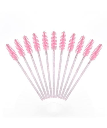 200PCS Crystal Mascara Wands Disposable Eyelash Eyebrow Spoolie Brush for Makeup Eyelash Extensions (Pink)