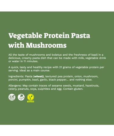 Trevijano Vegetable Protein/Pasta with Mushrooms/Vegan/No Salt Added / 200g - Buy Online on GoSupps.com
