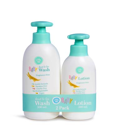 Little Me 2 Pack Set Baby Fragrance Free Head to Toe 500ml 3-In-1 Wash & 360ml Baby Lotion