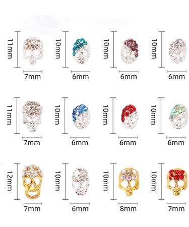 12 pcs Mixed Skull Rhinestones Nail Art Rhinestones Diamonds Crystals Beads Gems for DIY Decor Halloween - Buy Online on GoSupps.com