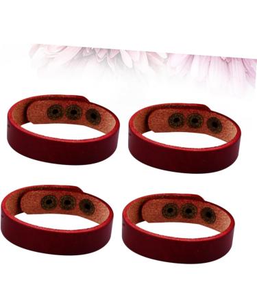 ABOOFAN 8 Pcs Couples Bracelets Bond Bracelets for Couples Leather Bracelets Cuff Wrap Bracelet Leather Snap Bracelet Leather Bangle Wrist Chain Unisex Bracelet Button Light Board Jewelry Dark Red 1.5X21.5CM - Buy Online on GoSupps.com