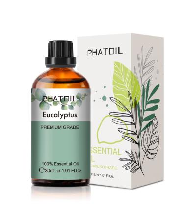 PHATOIL Eucalyptus Essential Oil 30ML Premium Grade Pure Essential Oils for Diffusers for Home Perfect for Aromatherapy Diffuser Humidifier Candle Making Eucalyptus 30 ml (Pack of 1)