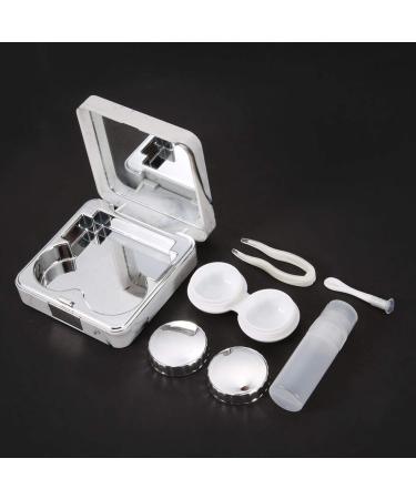 Rankomu Portable Contact Lens Case Marble Mirror Contact Lens Case Square Contact Lens Case(Silver)