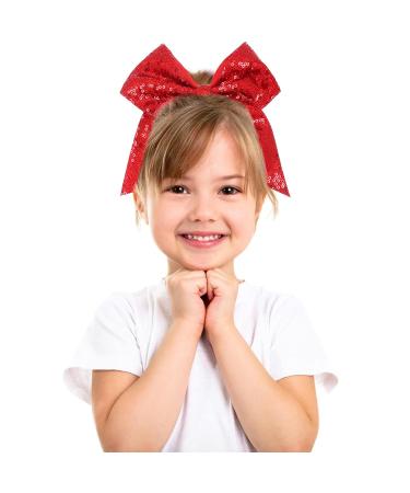 2 PCS Large Glitter Sequin Cheer Bows - Handmade for Jumbo Cheerleading Teen Girls (Red) - Buy Online on GoSupps.com