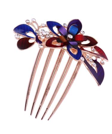 Uonlytech Chinese Wedding Decoration Crystal Bride Wedding Hair Comb  Flower Bridal Hair Comb Rhinestone Crystal Clip Bridal Hair Accessories for Women Ladies Wedding  Colorful