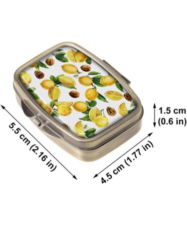 WIRESTER Rectangle Pill Box - 2 Compartment Retro Pill Case with Mirror for Tablets & Vitamins | Travel-Friendly Medicine Holder - Lemon Leaf Walnuts - Buy Online on GoSupps.com