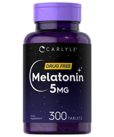 Carlyle Melatonin 5mg | 300 Tablets | Drug Free Supplement | Vegetarian Non-GMO Gluten Free