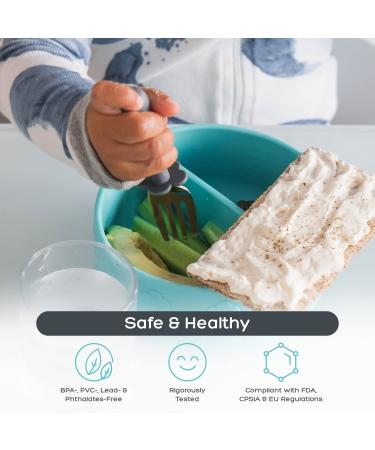 Grabease Stainless Steel Fork Knife & Spoon Set for Ages 18m+ - Gray - Durable & Safe Cutlery - Buy Online on GoSupps.com