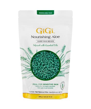 GiGi Nourishing Aloe Hard Wax Beads for Hair Removal, 14 oz bag 14 Ounce (Pack of 1) Nourishing Aloe