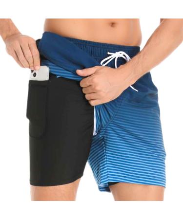 Outfit Spring swimming trunks for men with compression mesh feed 2 in 1 quick-drying swimming shorts short adjustable tunnel train bag men swimming trousers for beach surf sport leisure m black blue run