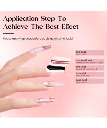 MIZHSE Chrome Mirror Powder Liquid - Pink Hailey Bieber Nails | Metallic Chrome Nail Polish for Nail Art | Soak Off UV LED 10 ml - International Shipping - Buy Online on GoSupps.com