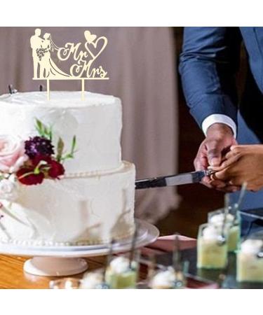 Personalized Wedding Cake Topper - Bride & Groom Figures Mr & Mrs Decoration Wood Color for Weddings & Parties - Buy Online on GoSupps.com