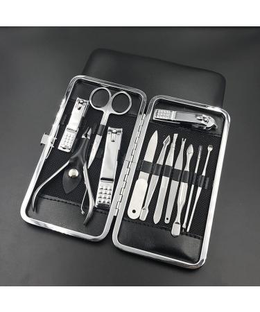 Manicure Kit Built in Nail File Personal Care Manicure Pedicure Set Portable Nail Clippers Family Use 12 Pieces Man Black Nail Clippers Kit - Buy Online on GoSupps.com