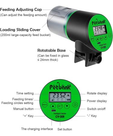 Petbank Rechargeable Automatic Fish Feeder with USB Charger - CY-009 Fish Food Dispenser for Aquarium - Buy Online on GoSupps.com