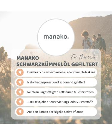 Manako Black Cumin Oil - 100% Pure & Cold Pressed - 1000 ml Glass Bottle for Optimal Health - Buy Online on GoSupps.com