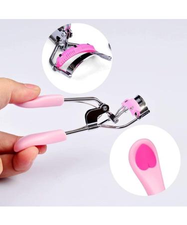Stainless Steel Eyelash Curler with Built-in Comb Pain-Free, Fits All Eye Shapes, 5 Silicone Refill Pads Included (Light Pink) - Buy Online on GoSupps.com