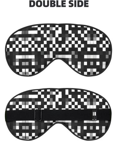 SSIMOO Black & White Checkered Sleep Mask - Adjustable Breathable Eye Mask for Comfortable Sleep | International Shipping - Buy Online on GoSupps.com