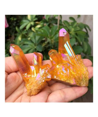 Angel Titanium Quartz Stunning Rainbow Specimen Minerals Reiki (Size : 40-50g) Home Goods (Size : 70-80g)