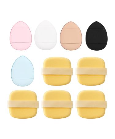 5 Pieces Drop-Shaped Powder Puffs and 5 Pieces Square Powder Puffs Makeup Sponge Set Makeup Puffs Mini Puffs Air Cushion Puffs Makeup Tools