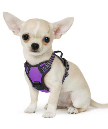 Eagloo dog harness Small dogs anti -train dog harness with reflex strips and control adjustable adjustable and durable breast harness dog suitable for walking and jogging purple XS XS (1 Pack) purple