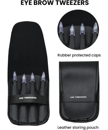 Set of 4 Professional Stainless Steel Eyebrow Tweezers for Facial Hair Removal - For Women and Men - Eyebrow Trimming and Precision Plucking - Buy Online on GoSupps.com