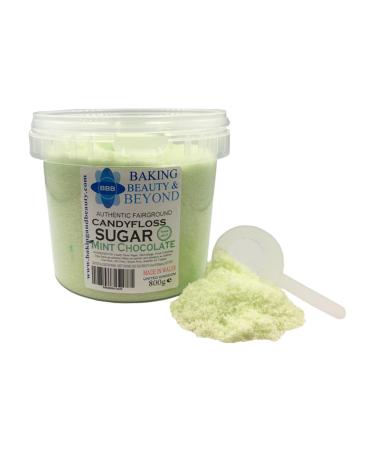 Baking Beauty and Beyond Premium Floss Sugar for Cotton Candy - Cotton Candy Flossing Sugar with Natural Ingredients Perfect for Every Occasion Bulk Floss Sugar 800g - Mint Chocolate Flavour