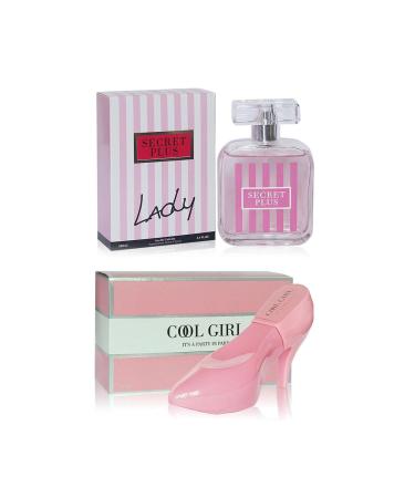 CEROD Secret Plus Cool Girl It's Party in Paris (Pink) and Lady Cologne for Women/Eau de Parfum Natural Spray Vaporizateur 3.4 oz 100 ml / FL1680 FL0737 PMS-6053-KIT