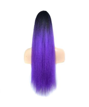 Ponytail Extensions 22 Inch Long Afro Yaki Straight Ponytail Extension for Black Women Natural Kinky Srtaight Drawstring Ponytail Clip In Synthetic Ponytail Hair Pieces for Women(Color:1BT51P) 22inches 1BT51P